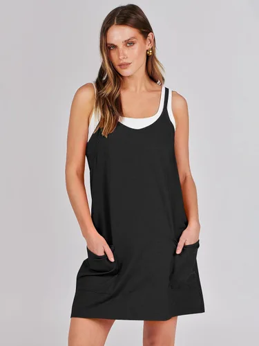Vista 2 de Caracilia Minivestido de verano para mujer, casual, sin mangas, con tirantes delgados, vestido de verano atlético corto para entrenamiento de tenis