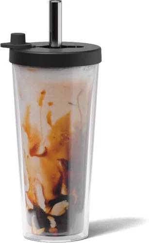 Vista 14 de Dodoko Taza de té Boba/Bubble reutilizable – 17 oz con tapa y pajita; taza de café frío/batido para llevar, color azul brisa