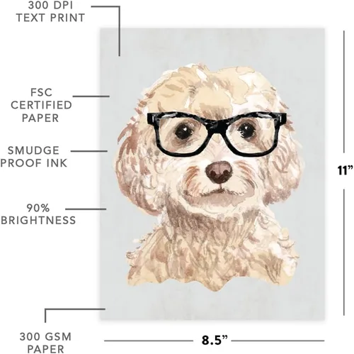 Vista 58 de Andaz Press Póster impreso para pared de perro, 8.5 x 11 pulgadas, Bulldog inglés con gafas negras, 1 paquete, regalo de cumpleaños de Navidad, sin