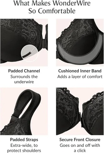 Vista 7 de Glamorise - Brasier con aros y cierre frontal para mujer, tecnología Wonderwire, talla extragrande, n. 1245