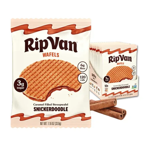 Vista 16 de Rip Van Wafels Stroopwafels de brownie de chocolate – Snacks saludables – Bocadillos sin OGM – Apto para dieta cetogénica – Snacks de oficina – Bajo