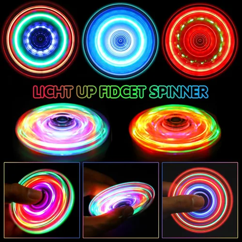 Vista 2 de Gigilli Fidget Spinners para Niños Paquete de 2, Juguetes Fidget Sensoriales con Luz para Adultos Niño 4-8-12, Brillan en la Oscuridad Juguetes TDAH