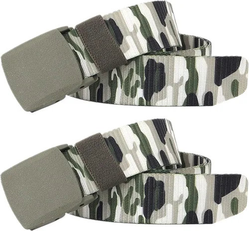 Vista 28 de Cinturón para hombre, cinturón táctico militar de nailon con hebilla sin metal, paquete de 2