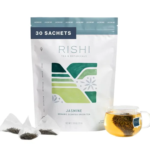 Vista 8 de Rishi Tea Té verde jazmín – Té orgánico de hojas sueltas, té verde chino perfumado con cafeína con aroma y sabor floral, 4 onzas, más de 16 porciones