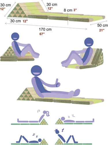 Vista 3 de Colchón de Piso Leewadee con Cojín Triangular, Silla de Piso con Respaldo, Silla Reclinable para Leer y Dormir, Cojín de Meditación, Cómodo Mueble