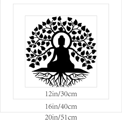 Vista 5 de Arte de pared de metal de Buda, decoración de pared hindú de Patna, estudio de yoga, letrero de metal Om, regalo para el hogar, arte zen, decoración