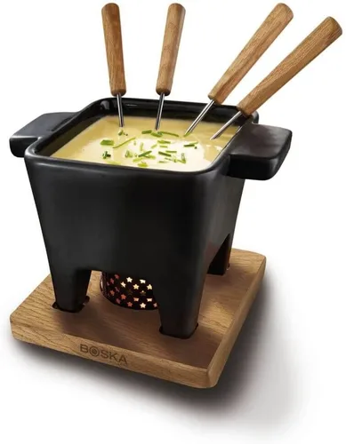 Vista 3 de Boska Juego de fondue de tapas Tealight, ideal para queso o chocolate, apto para microondas, olla caliente de cerámica, fuente de chocolate