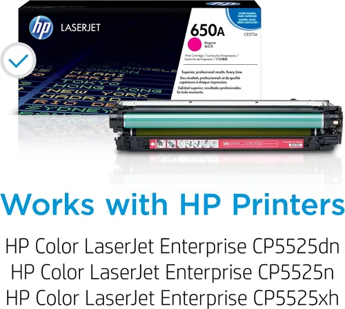Vista 2 de HP Cartucho de tóner magenta 650A Funciona color LaserJet Enterprise CP5525 Series CE273A