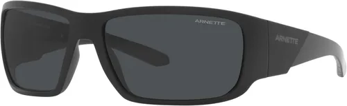 Vista 2 de ARNETTE Gafas de sol para hombre, marco negro mate, lentes gris oscuro, 2.520in, Mate negro