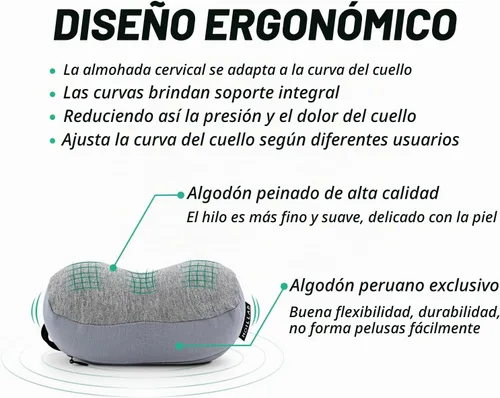 Vista 4 de Almohada de cuello de viaje pequeña Almohada de siesta de espuma viscoelástica 100% pura, almohada de viaje súper suave con soporte para el cuello