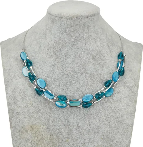 Vista 3 de Collar a capas con cristal para mujer, gargantilla con cadena de plata gruesa, regalo de cumpleaños para mujer