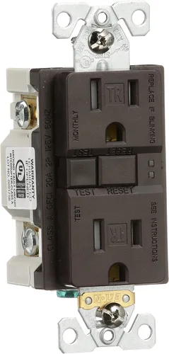 Vista 6 de Eaton GFCI - Receptáculo dúplex resistente a manipulaciones de 15 A -125 V con placa de pared de tamaño estándar, color marrón
