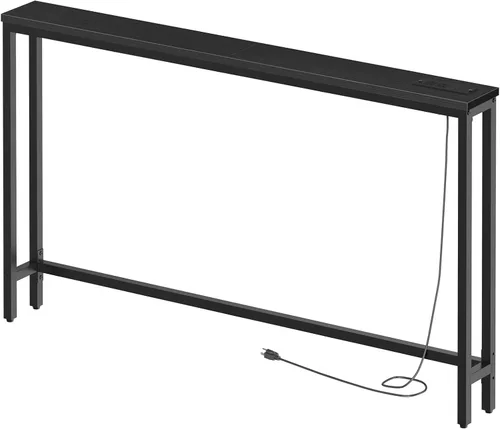 Vista 13 de HOOBRO - Mesa de consola delgada de 47.2", con tomas de corriente, mesa detrás del sofá de 5.9" con estación de carga, mesa de sofá estrecha, mesa