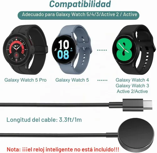 Vista 2 de Cargador para Samsung Watch - Galaxy Watch 8/7/6/5/4/3/Active 2/Ultra