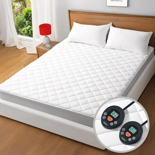 Vista 11 de Protector de colchón térmico tamaño individual, protector de colchón eléctrico con funciones de precalentamiento, calentador de cama con controlador