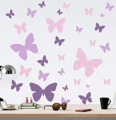 Vista 2 de Calcomanías de pared de mariposas para adolescentes y niñas, calcomanías de pared para dormitorio, decoración de habitación de niños, decoración