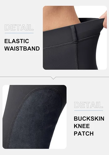 Vista 5 de SANTINY Pantalones de equitación para mujer con bolsillos con cremallera, mallas de escuela con parche en la rodilla, pantalones ecuestres para mujer