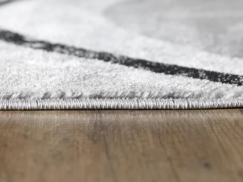 Vista 4 de Yafa Home Fashion Alfombra moderna y contemporánea con diseño de remolinos, lujosa, elegante y moderna (negro/gris, 2 pies x 3 pies)