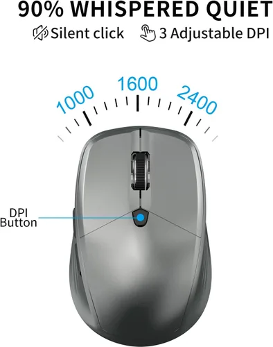 Vista 6 de Teclado y mouse inalámbricos, teclado compacto ultrafino de tamaño completo con teclado numérico, botón de calculadora, receptor USB, DPI ajustable