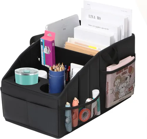 Vista 8 de Organizador de asiento de automóvil, organizador de asiento trasero de piel sintética de alta calidad para mantener ordenado, almacenamiento