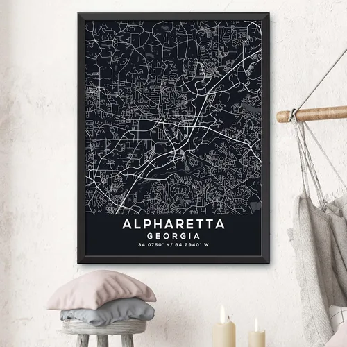 Vista 3 de Map of Alpharetta, Georgia, Evening (36x48)