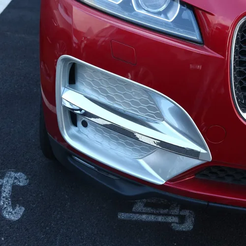 Vista 4 de YIWANG ABS cromo delantero niebla luz cubierta cubierta Trim 4 unids para Jaguar F-Pace X761 (plata mate)