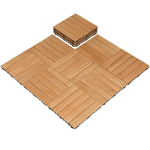 Vista 15 de Yaheetech 55 azulejos de terraza de patio entrelazados de madera compuesta de madera para cubierta de pisos de madera de 12 x 12 pulgadas, madera