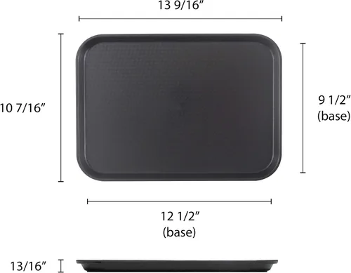 Vista 2 de Thunder Group Bandeja rectangular de plástico para comida rápida, 10-1/2 x 13-5/8 pulgadas, negro