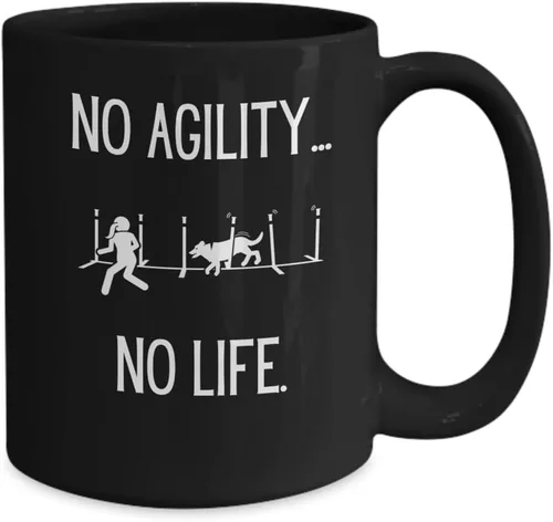 Vista 2 de Agility Dog Life, regalo para entusiastas de la agilidad, taza de té de café para competidores de perros, color negro 11 o 15 0z.