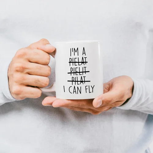 Vista 4 de Aurahouse Divertidos regalos de aviación de piloto para hombres y mujeres, taza con la frase "I Can Fly", regalo de piloto de aviones para niños