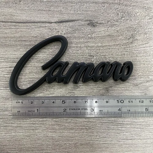 Vista 2 de 2 piezas de emblema de Camaro 3D, placa de identificación de metal para Camaro SS ZL1 Z28 (negro)