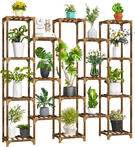Vista 11 de Uneedem Soporte para plantas para interiores y exteriores, estante alto para múltiples plantas, 10 niveles, 11 macetas, estante grande para plantas