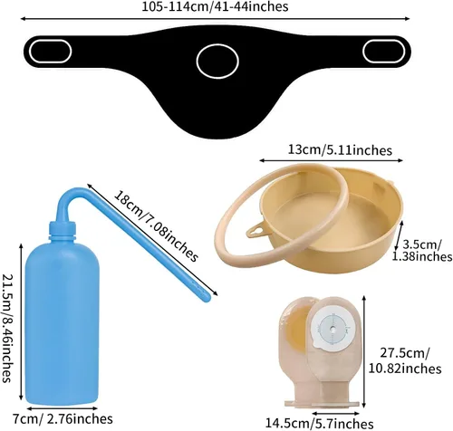 Vista 2 de Cinturón de ostomía, paquete de 2 unidades, funda para bolsa de ostomía para cinturón invisible, suministros de ostomía con bolsas de colostomía