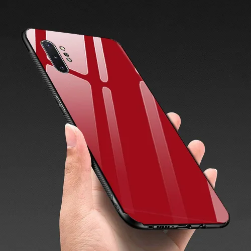 Vista 6 de Fundas diseñadas para Samsung Note 10 Plus con parte trasera de calidad de vidrio templado+carcasa híbrida de TPU marco, cubiertas delgadas
