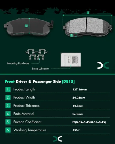 Vista 4 de SCITOO D815 D905 Juego de pastillas de freno de cerámica delanteras y traseras para INFINITI G35 2003-2005, para Nissan 350Z 2003-2005 para Altima