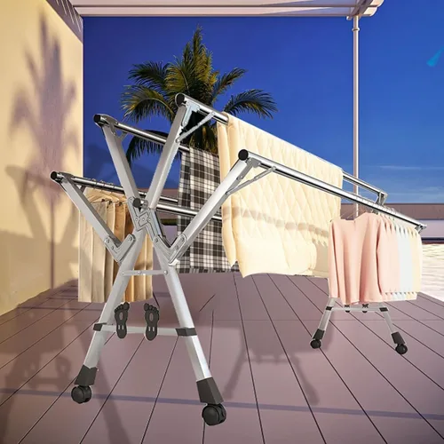 Vista 7 de Clothes Drying Rack, 63in Heavy Duty Stainless Steel Laundry Drying Rack Foldable for Outdoor Indoor Use, Retractable Portable Clothesline for
