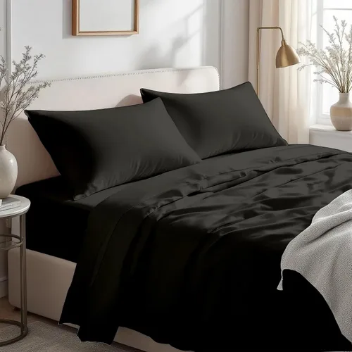 Vista 10 de Bluemoon Homes Sábanas de Algodón Egipcio de 800 Hilos Tamaño Twin Paquete de 2 - Juego de Sábanas de 4 Piezas Elástico Completo Sábana Ajustable