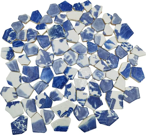 Vista 13 de Azulejos de mosaico de cerámica de porcelana de 1.1 libras, azulejos de mosaico irregulares rotos para suelo de manualidades, cocina, piscina