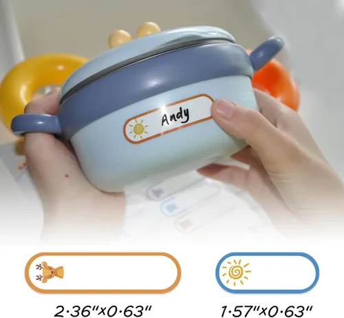 Vista 2 de 160 etiquetas para biberones para guardería, etiquetas impermeables para nombres de niños, autolaminables, autolaminables, para guardería, varios