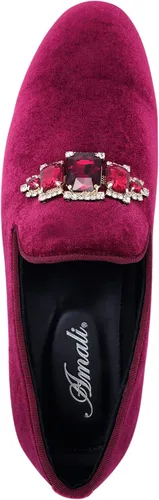 Vista 3 de Amali Tiago- The Original - Mocasines de terciopelo sintético para hombre con broca de joyería y ribetes a juego, zapatos de hombre para fumar
