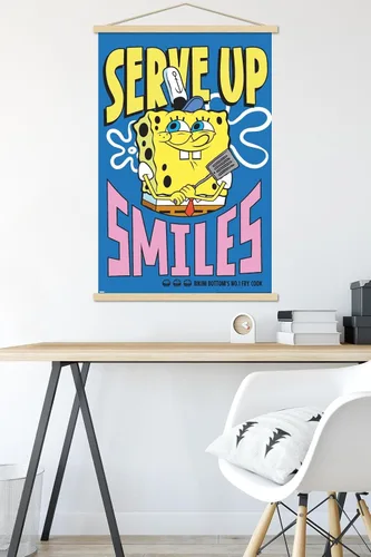 Vista 5 de Trends International Nickelodeon Bob Esponja - Póster de pared Serve Up Smiles, 22.37 x 34.00 pulgadas, paquete de impresión premium y colgador