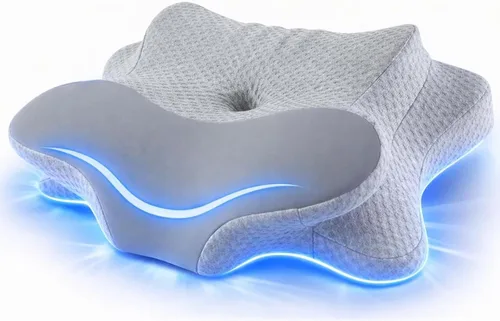 Vista 9 de Almohada cervical para el cuello – Almohada de espuma viscoelástica para aliviar el dolor de dormir, almohadas ergonómicas de contorno para dormir