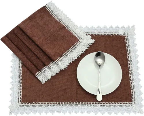 Vista 3 de rockcloud Camino de mesa de encaje de 15 x 75 pulgadas, bolsa de vajilla para decoración de banquetes de boda, Navidad, decoración de mesa de fiesta