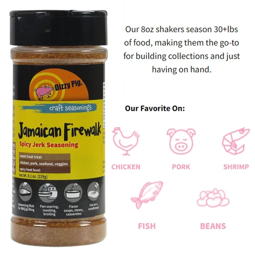 Vista 3 de Dizzy Pig Barbecue Company Jamaican Firewalk - Condimento picante Jerk (coctelera de 8 onzas)