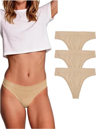Vista 26 de Balanced Tech Ropa interior que absorbe la humedad para mujer, tangas de entrenamiento sin costuras, de secado rápido, tangas de viaje Paquete de 6