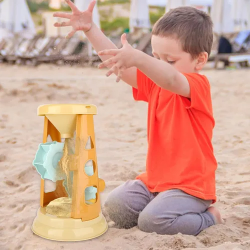 Vista 3 de LBAIBB Juguetes de arena, juguetes de playa para niños, juguete de caja de arena, rueda de arena y juguetes de rueda de agua, incluye pala de cubo