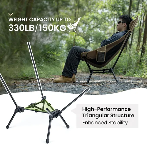 Vista 5 de ONETIGRIS Silla de Camping de Respaldo Alto Tigerblade con Diseño de Almohada, Silla Plegable Cómoda con Asiento Ampliado