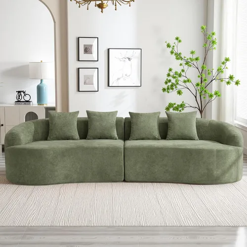 Vista 19 de Sofá modular de 4 plazas sin hueso de 110 pulgadas, sofá de nube curvado de chenilla de gran tamaño, sofás modernos de 4 plazas para sala de estar