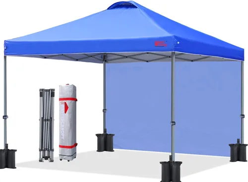 Vista 35 de MASTERCANOPY - Toldo desplegable duradero con 1 pared lateral (6.6 x 6.6 pies, caqui)