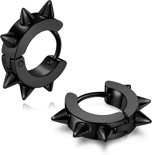 Vista 2 de Jovivi 3 pares de aros de púa, de acero inoxidable, joyería para hombre, mujer